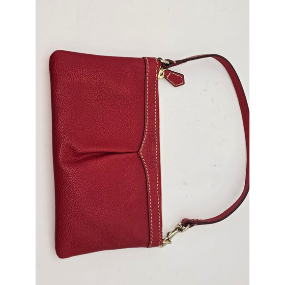 Dooney & Bourke Handbags - Women's Dooney & Bourke Red Leather Wristlet Clutch One Size Beige Stitching